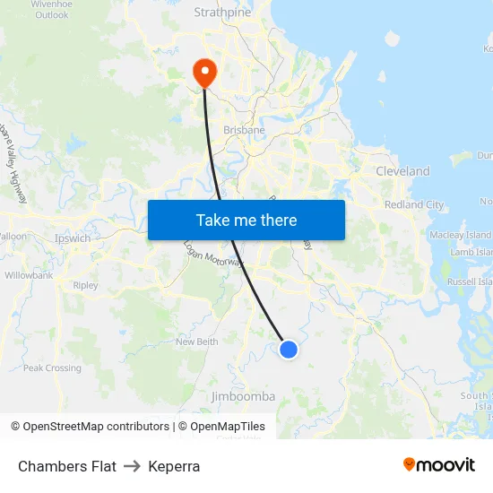 Chambers Flat to Keperra map