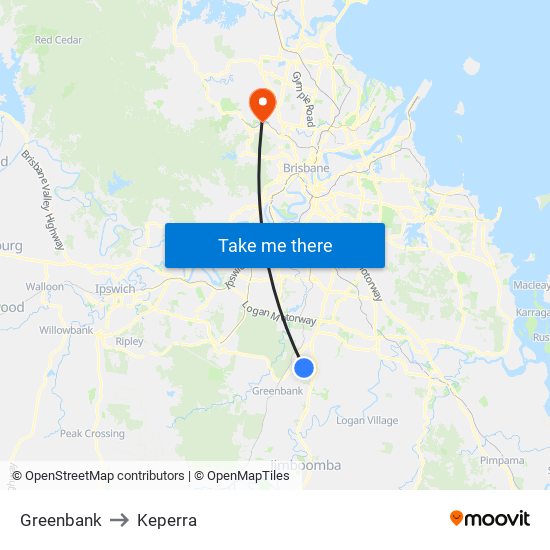 Greenbank to Keperra map