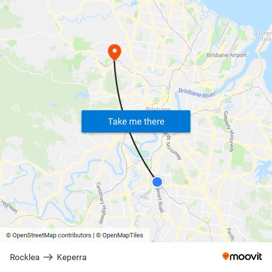 Rocklea to Keperra map