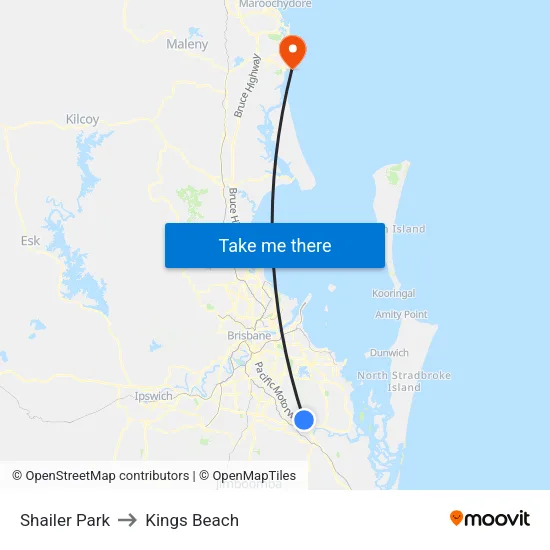 Shailer Park to Kings Beach map