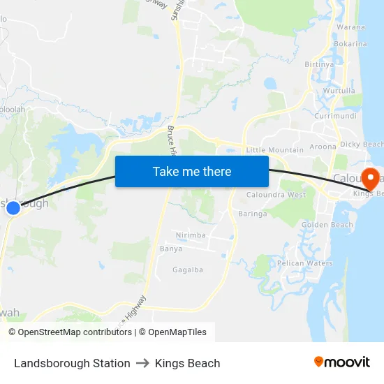 Landsborough Station to Kings Beach map