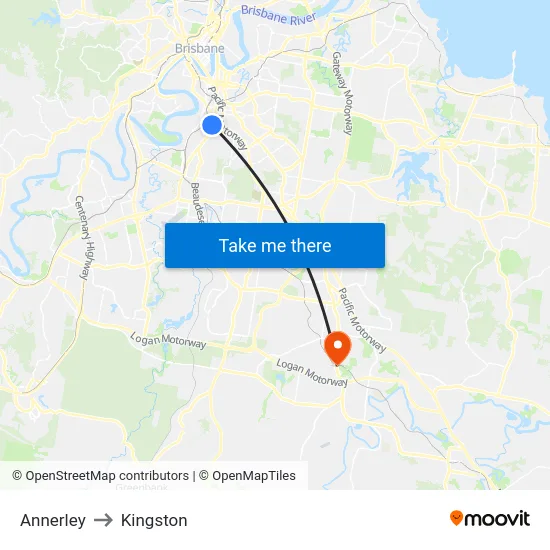 Annerley to Kingston map