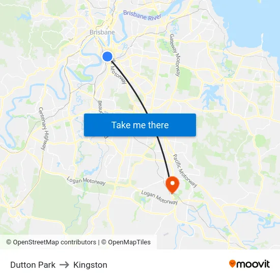 Dutton Park to Kingston map