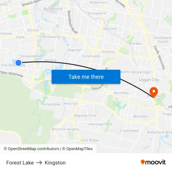 Forest Lake to Kingston map