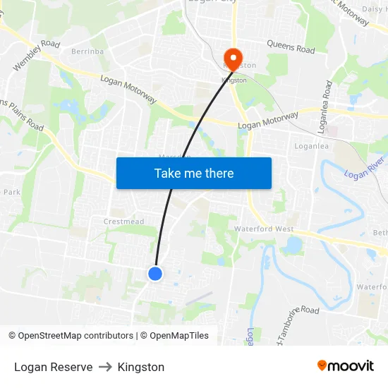 Logan Reserve to Kingston map