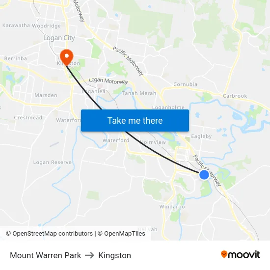 Mount Warren Park to Kingston map