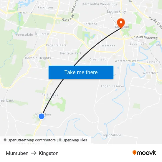 Munruben to Kingston map