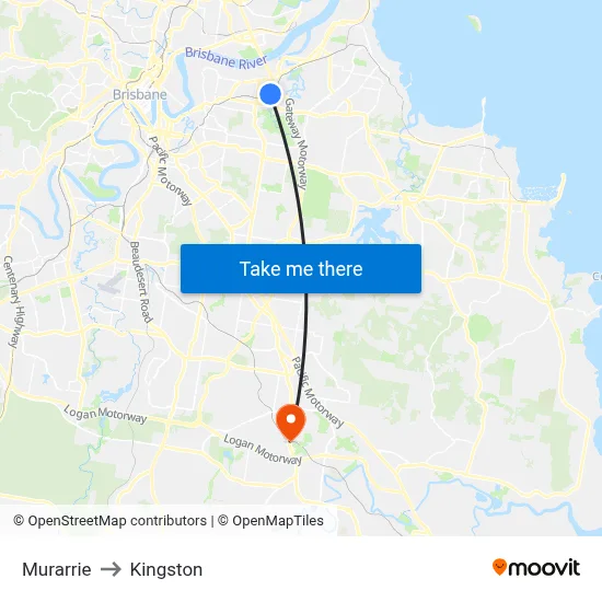 Murarrie to Kingston map