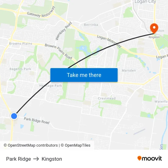 Park Ridge to Kingston map