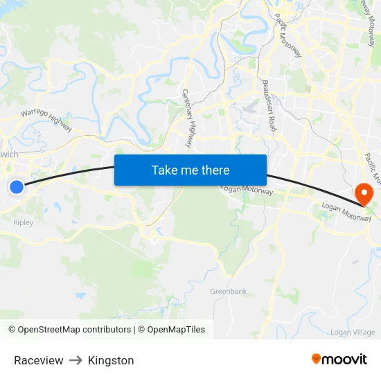 Raceview to Kingston map