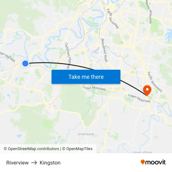 Riverview to Kingston map