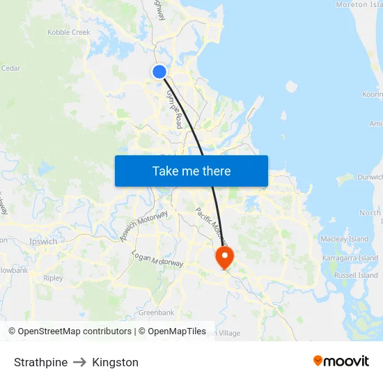 Strathpine to Kingston map