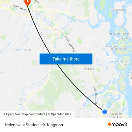 Helensvale Station to Kingston map