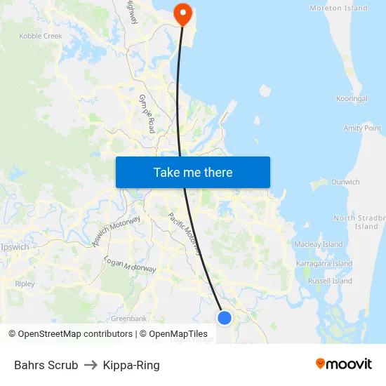 Bahrs Scrub to Kippa-Ring map