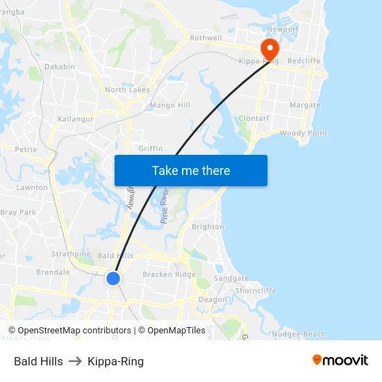 Bald Hills to Kippa-Ring map