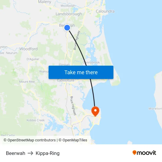Beerwah to Kippa-Ring map