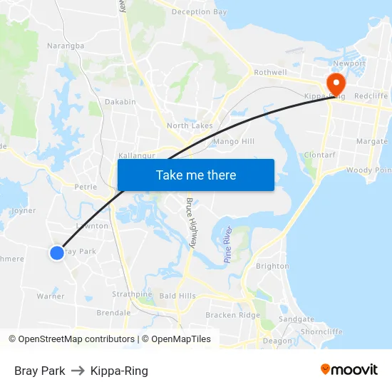 Bray Park to Kippa-Ring map