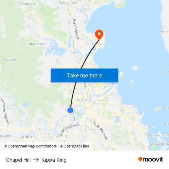 Chapel Hill to Kippa-Ring map