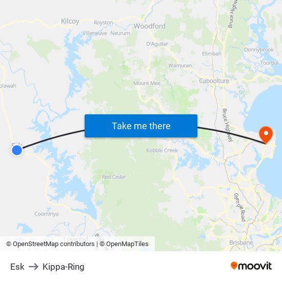 Esk to Kippa-Ring map