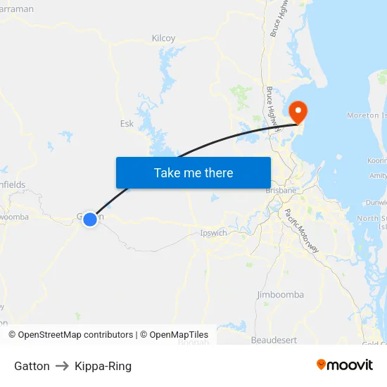 Gatton to Kippa-Ring map