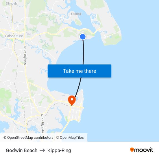 Godwin Beach to Kippa-Ring map