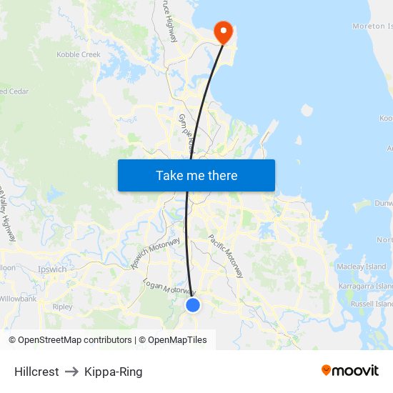 Hillcrest to Kippa-Ring map