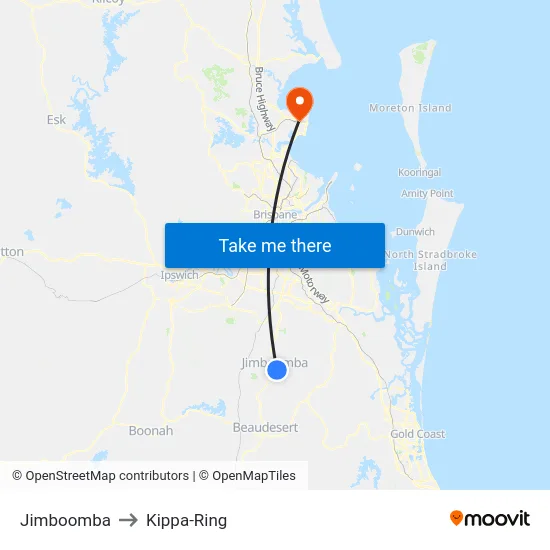Jimboomba to Kippa-Ring map