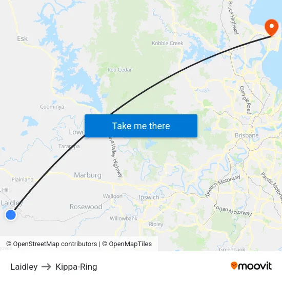 Laidley to Kippa-Ring map