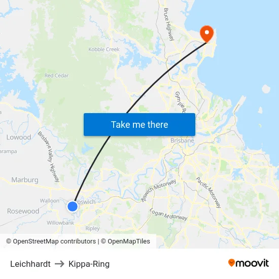 Leichhardt to Kippa-Ring map