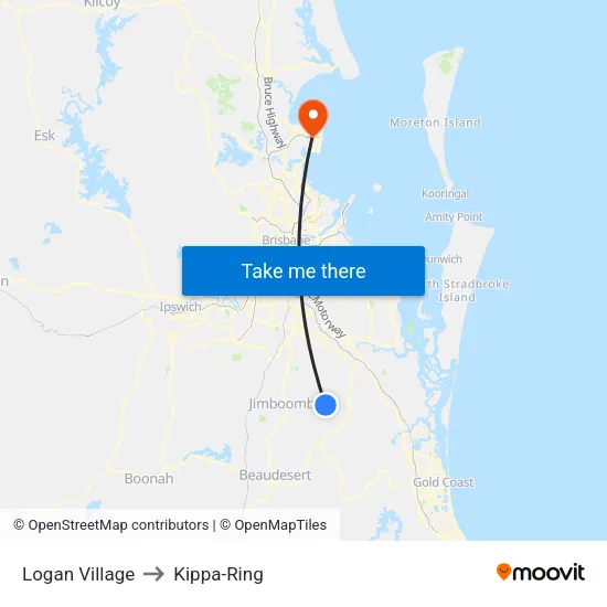 Logan Village to Kippa-Ring map