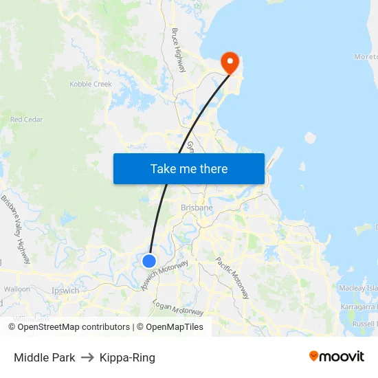Middle Park to Kippa-Ring map