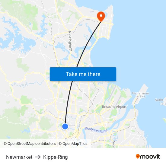 Newmarket to Kippa-Ring map