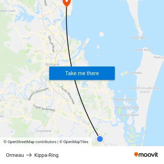 Ormeau to Kippa-Ring map