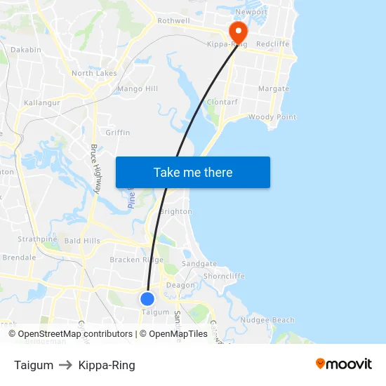 Taigum to Kippa-Ring map