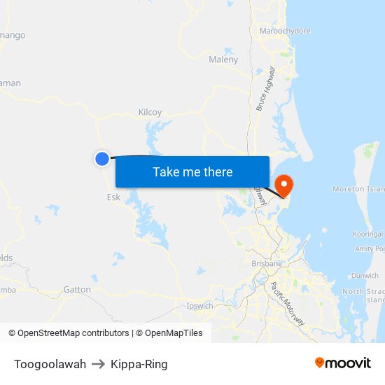 Toogoolawah to Kippa-Ring map