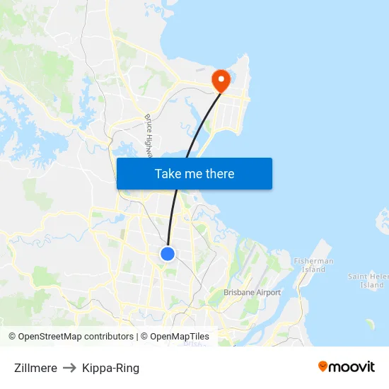 Zillmere to Kippa-Ring map