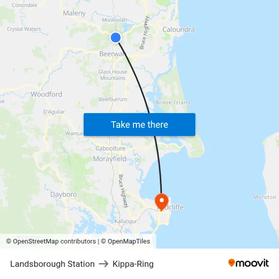 Landsborough Station to Kippa-Ring map