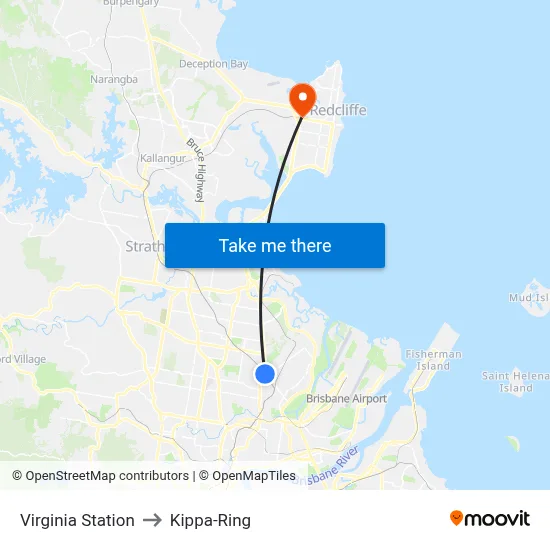 Virginia Station to Kippa-Ring map