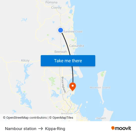 Nambour station to Kippa-Ring map