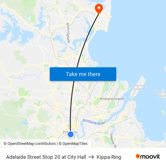 Adelaide Street Stop 20 at City Hall to Kippa-Ring map