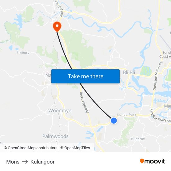 Mons to Kulangoor map