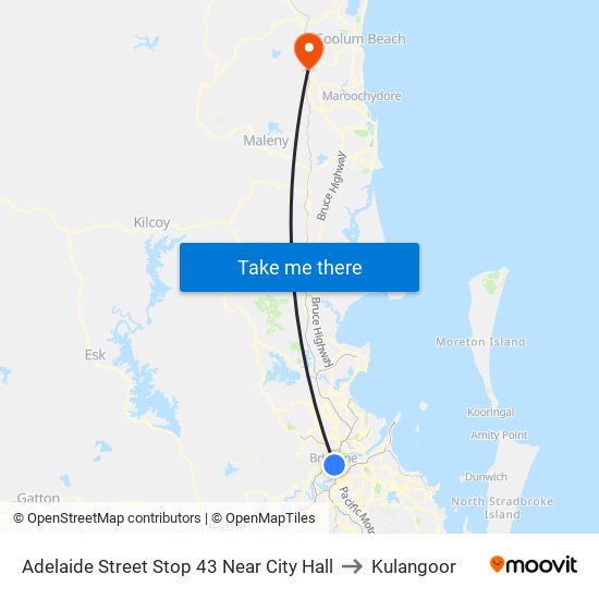 Adelaide Street Stop 43 Near City Hall to Kulangoor map