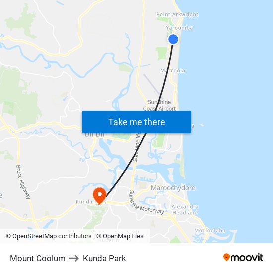 Mount Coolum to Kunda Park map