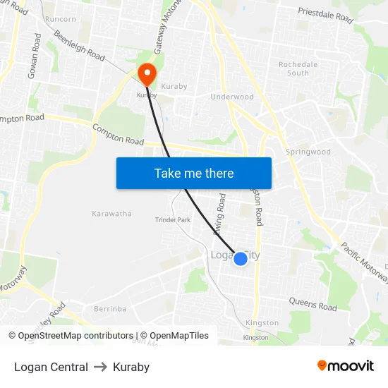 Logan Central to Kuraby map