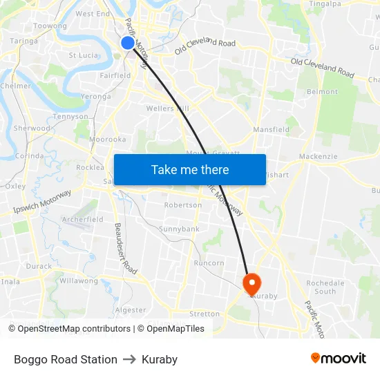 Boggo Road Station to Kuraby map