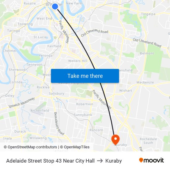 Adelaide Street Stop 43 Near City Hall to Kuraby map