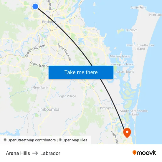 Arana Hills to Labrador map