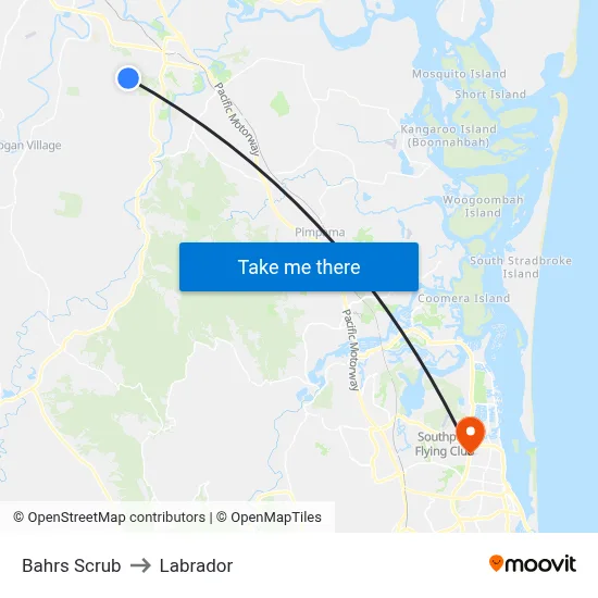 Bahrs Scrub to Labrador map