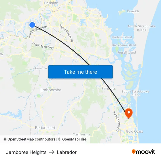 Jamboree Heights to Labrador map