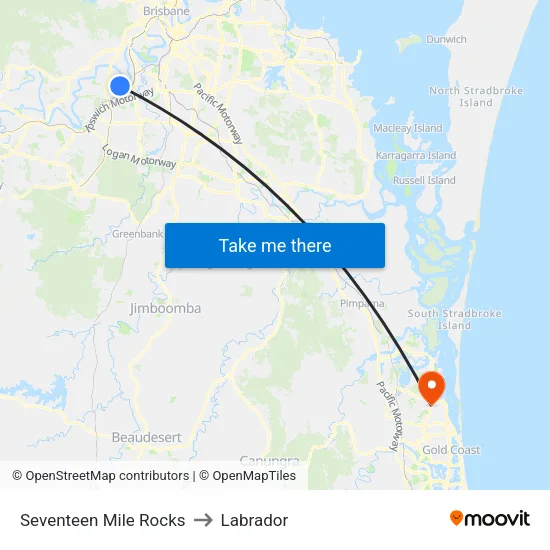 Seventeen Mile Rocks to Labrador map